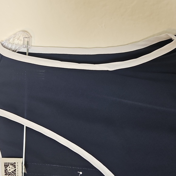 Anne Klein Navy and White V-Neck Tank Top - Picture 3 of 6